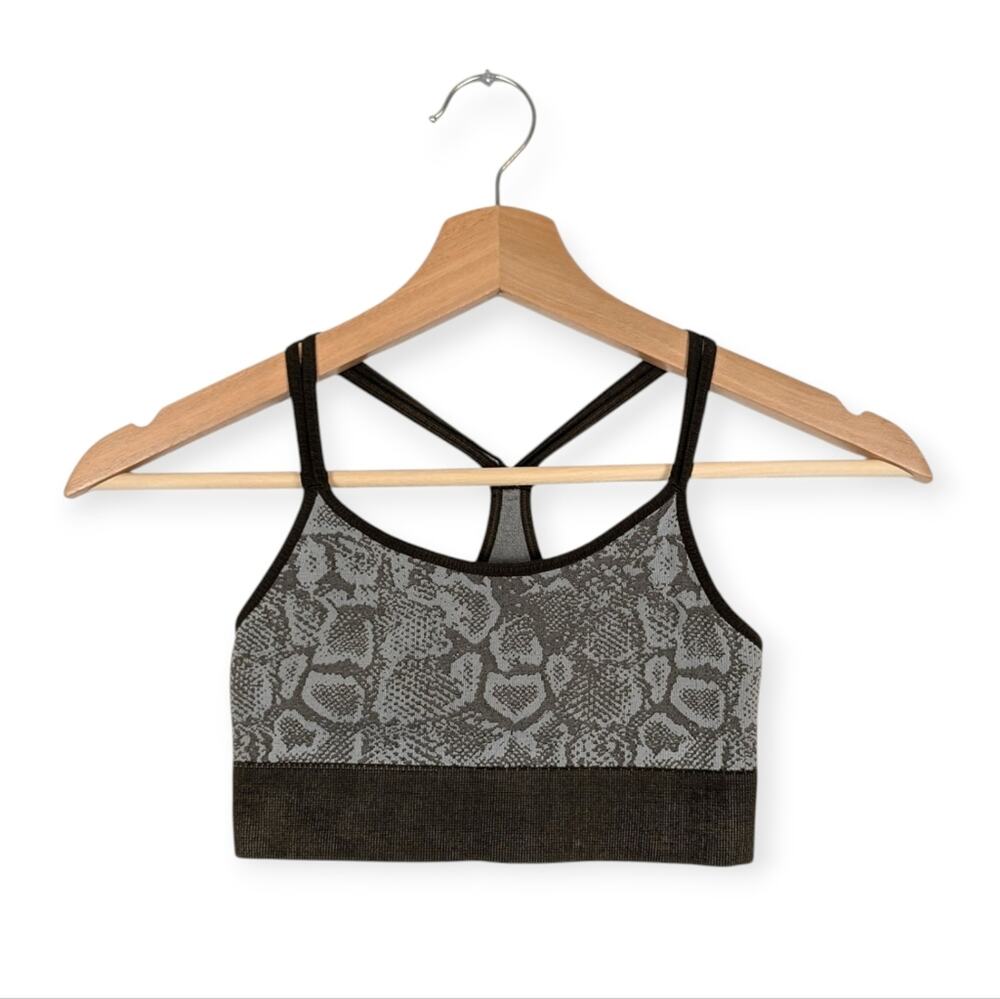Spiritual Gangster Sports Bra XS/S Gray Snakeskin Print Athletic Yoga Gym